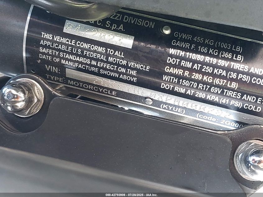 2023 Moto Guzzi V85 Tt Guardia D'onore VIN: ZGUKYUE0XPM000282 Lot: 42793906