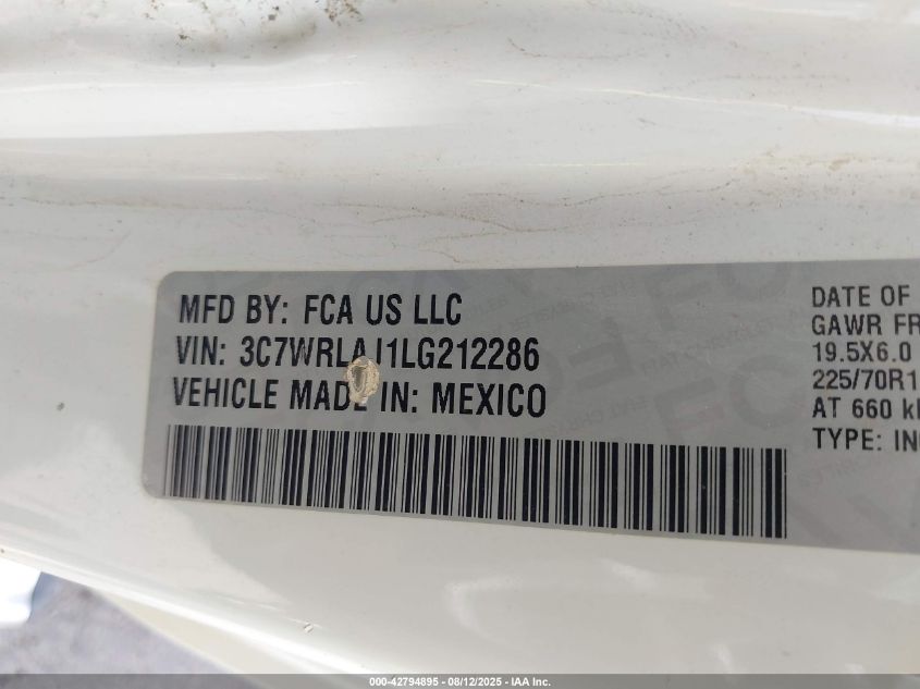 2020 Ram 4500 VIN: 3C7WRLAJ1LG212286 Lot: 42794895