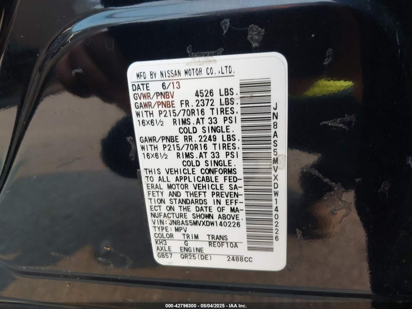 2013 NISSAN ROGUE S - JN8AS5MVXDW140226