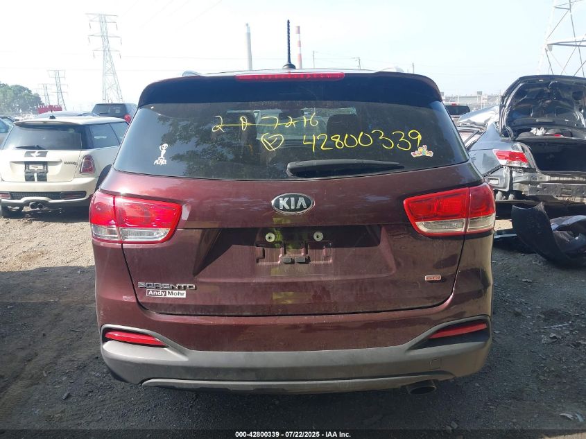 2017 Kia Sorento 2.4L Lx VIN: 5XYPGDA33HG297216 Lot: 42800339