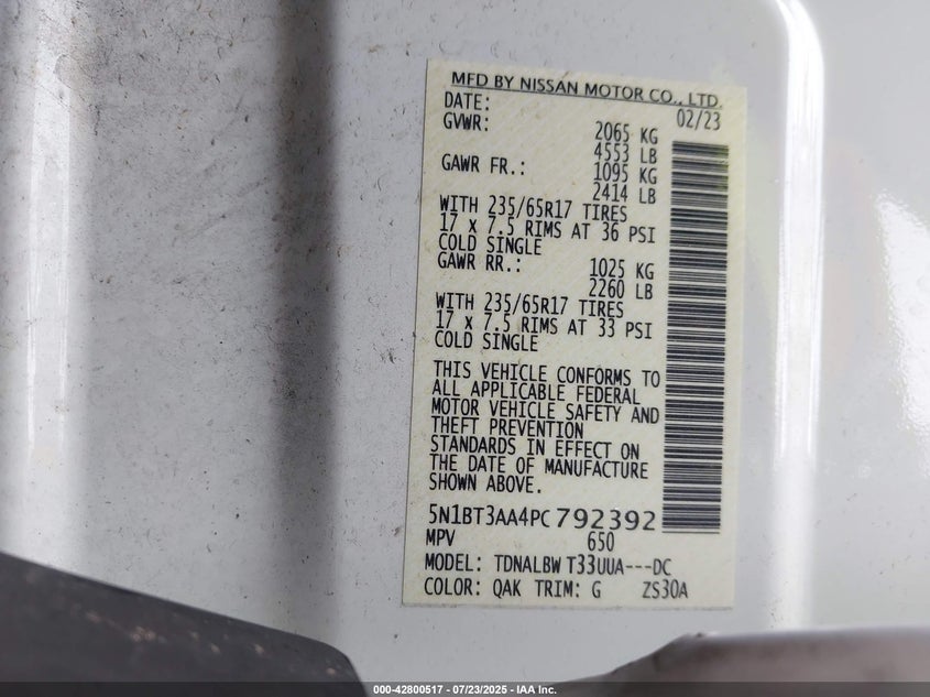 2023 NISSAN ROGUE S FWD - 5N1BT3AA4PC792392