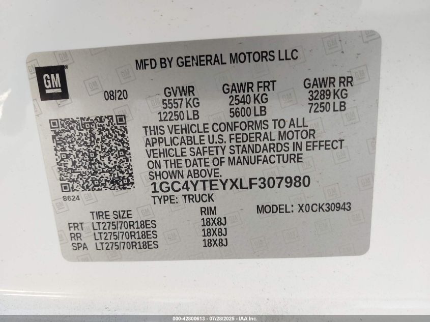 2020 Chevrolet Silverado - 1GC4YTEYXLF307980