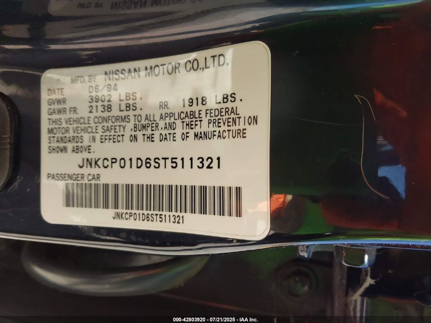 1995 Infiniti G20 VIN: JNKCP01D6ST511321 Lot: 42803920
