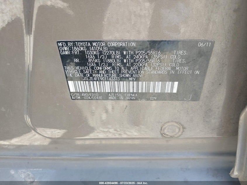 JTLZE4FE9C1143373 2012 SCION XB photo no. 9