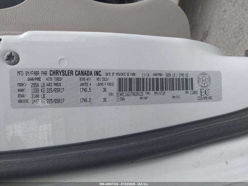 2015 CHRYSLER TOWN & COUNTRY LIMITED - 2C4RC1GG1FR639123