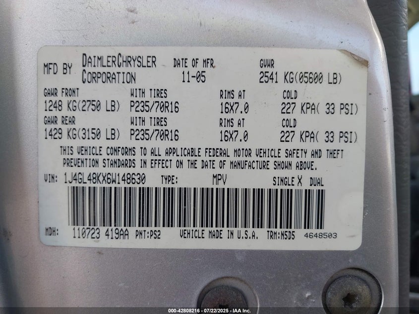 1J4GL48KX6W148630 2006 JEEP LIBERTY (NORTH AMERICA) photo no. 9