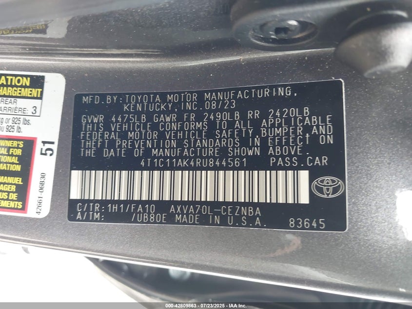 2024 TOYOTA CAMRY LE - 4T1C11AK4RU844561