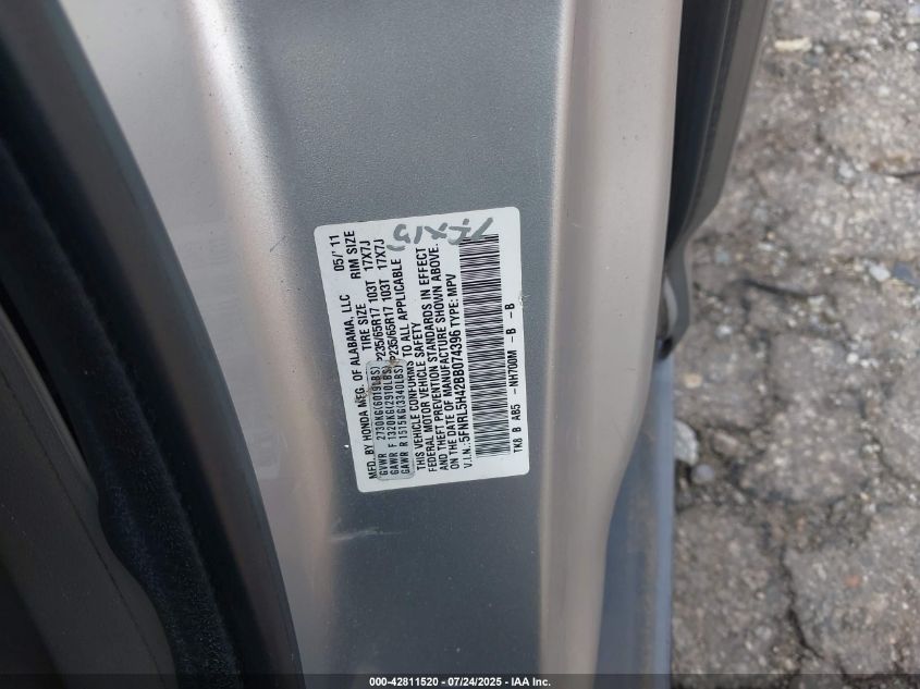 2011 Honda Odyssey Ex VIN: 5FNRL5H42BB074396 Lot: 42811520