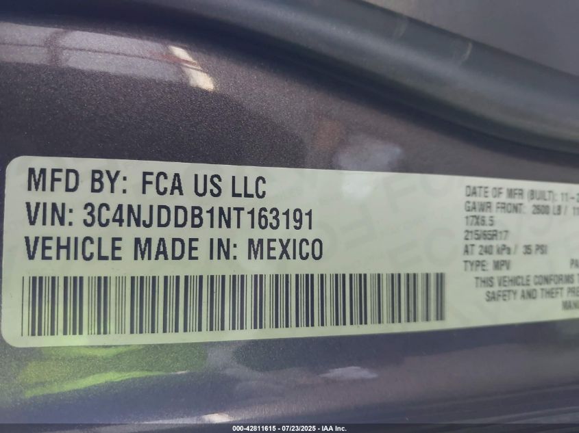 2022 Jeep Compass Trailhawk 4X4 VIN: 3C4NJDDB1NT163191 Lot: 42811615