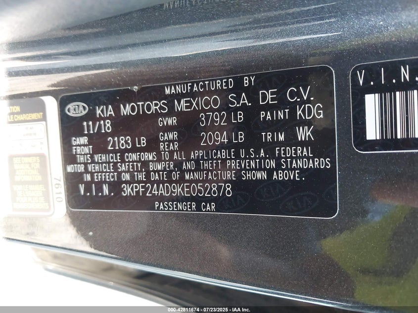 2019 KIA FORTE LXS - 3KPF24AD9KE052878