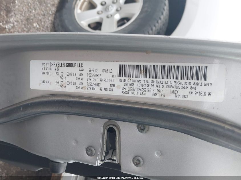 2010 Dodge Ram 1500 Slt/Sport/Trx VIN: 1D7RV1GP4AS216513 Lot: 42812248