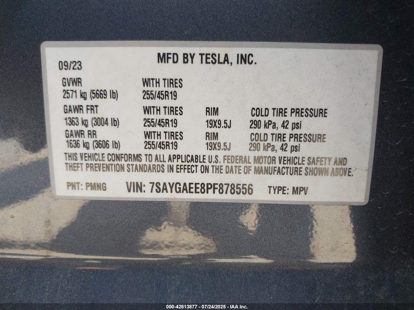 2023 Tesla Model y AWD LONG RANGE DUAL MOTOR ALL-WHEEL DRIVE Gray Lot 111042813877 Vin 7SAYGAEE8PF878556