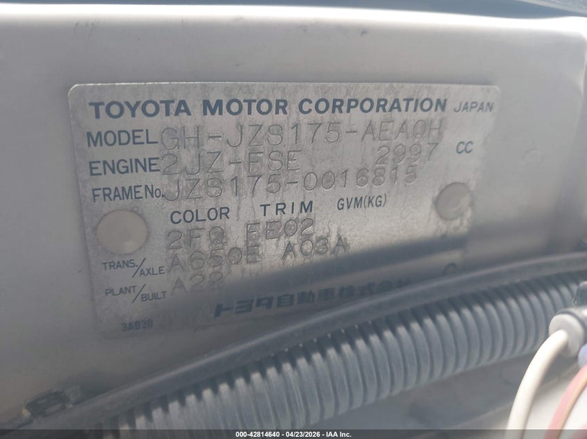 1999 Toyota Crown VIN: JZS1750016815 Lot: 42814640