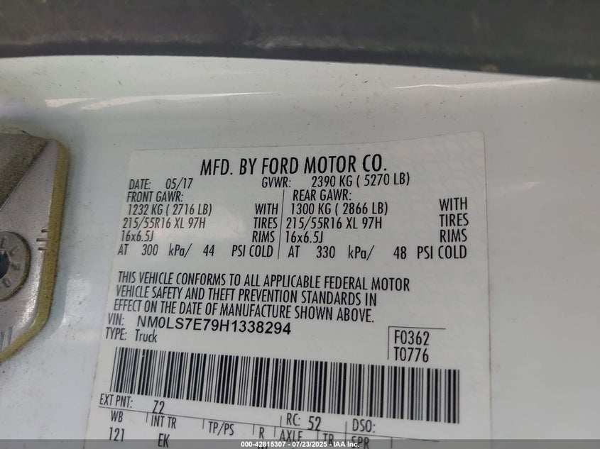 2017 FORD TRANSIT CONNECT XL - NM0LS7E79H1338294