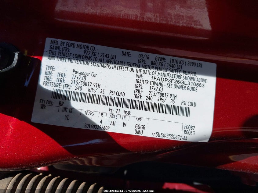 2016 FORD FOCUS SE - 1FADP3F26GL310563