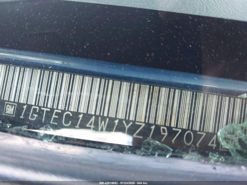 2000 GMC Sierra 1500 Sl VIN: 1GTEC14W1YZ197074 Lot: 42816583