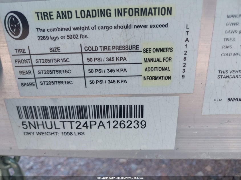 VIN 5NHULTT24PA126239 2023 LIGH TRAILER