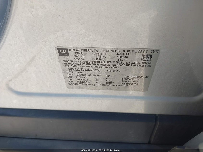 2018 CHEVROLET EQUINOX LT - 3GNAXJEV7JS502256