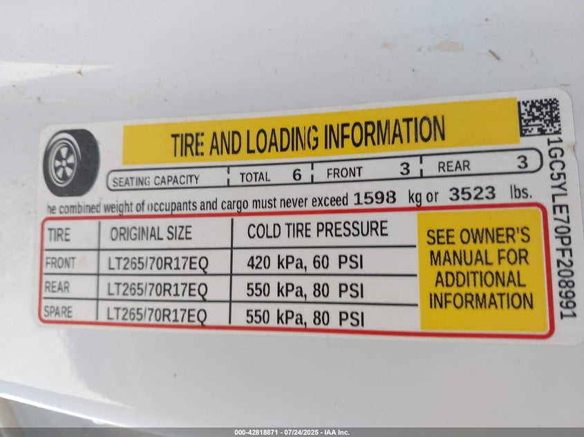 2023 CHEVROLET SILVERADO 2500HD (VIN: 1GC5YLE70PF208991