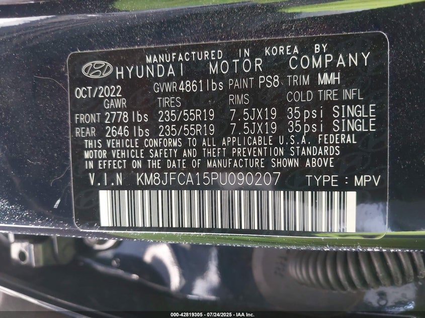 2023 HYUNDAI TUCSON HYBRID 1.6L I-4 DI, DOHC, V(VIN: KM8JFCA15PU090207