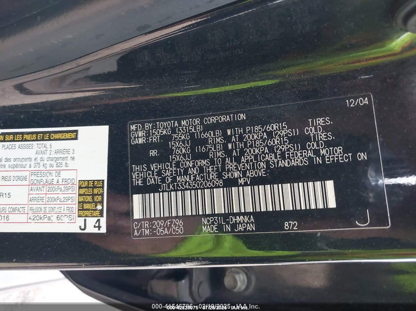 2005 Scion Xb VIN: JTLKT334350206098 Lot: 42820075