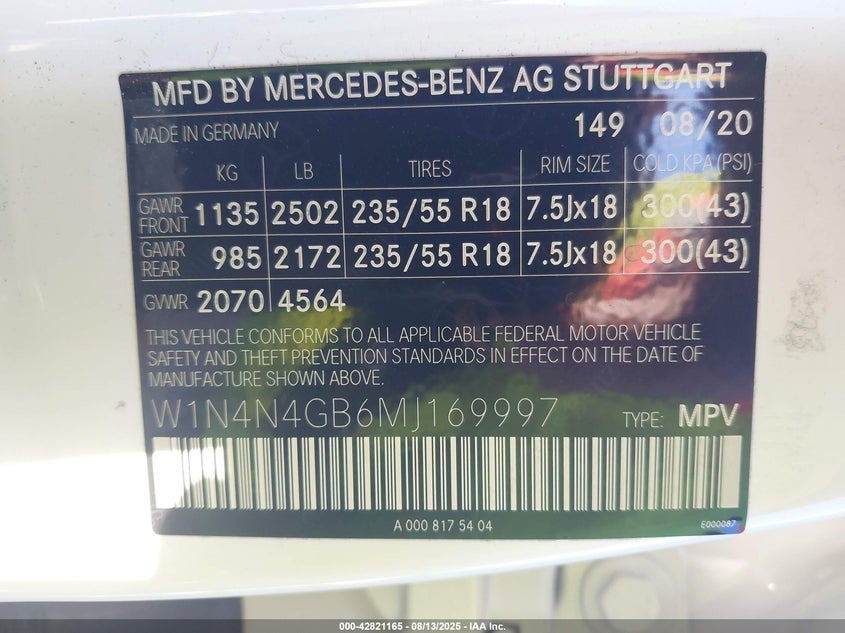 2021 MERCEDES-BENZ GLA 250 - W1N4N4GB6MJ169997