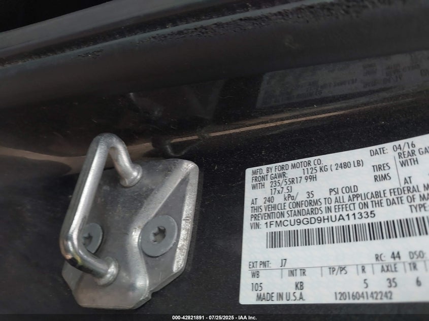 2017 FORD ESCAPE SE - 1FMCU9GD9HUA11335