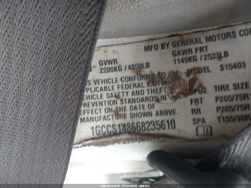 2006 Chevrolet Colorado Ls VIN: 1GCCS148668235610 Lot: 42824075