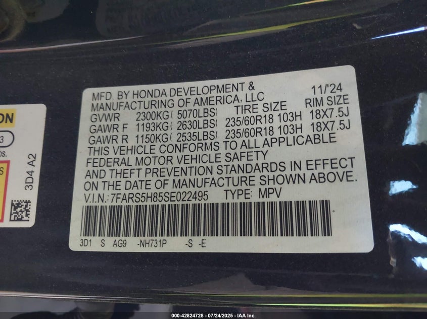 2025 HONDA CR-V HYBRID SPORT-L - 7FARS5H85SE022495