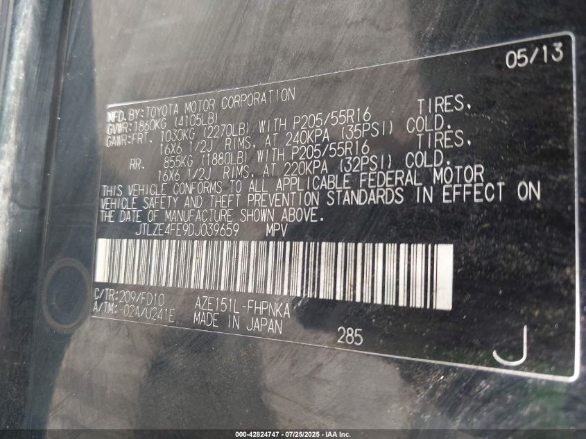 2013 Scion Xb VIN: JTLZE4FE9DJ039659 Lot: 42824747