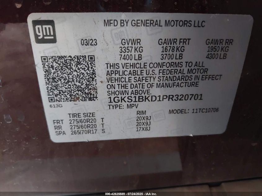 2023 GMC Yukon - 1GKS1BKD1PR320701