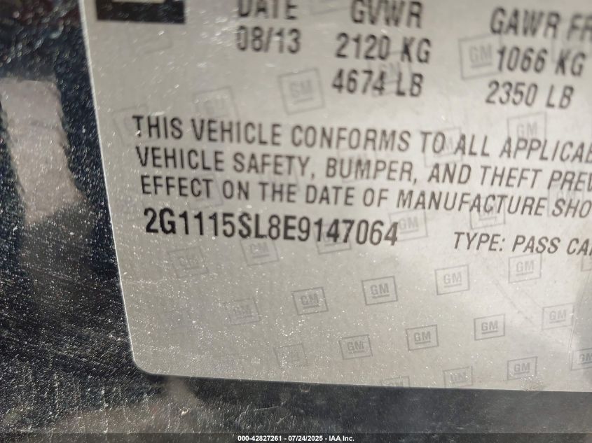 2014 Chevrolet Impala 1Lt VIN: 2G1115SL8E9147064 Lot: 42827261
