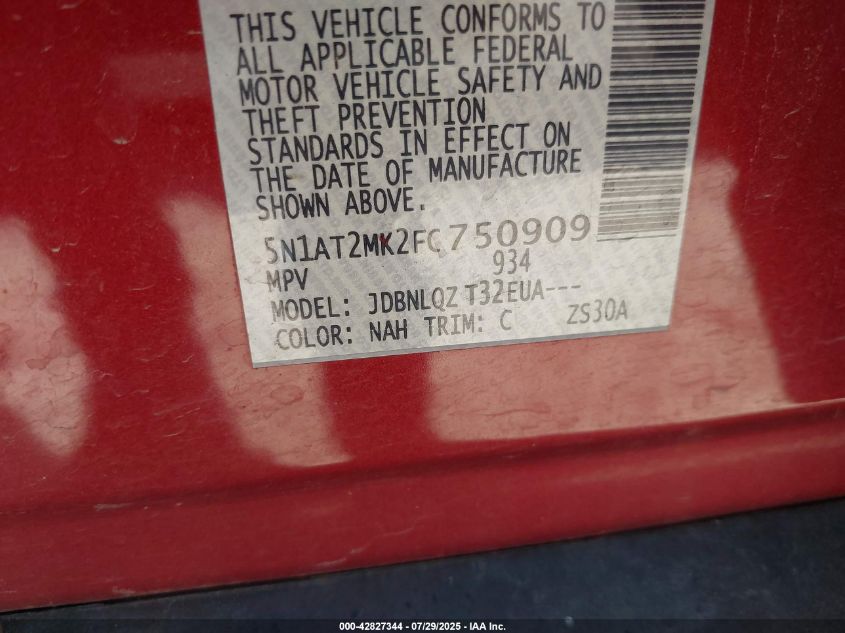 2015 NISSAN ROGUE SV - 5N1AT2MK2FC750909