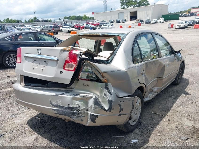 2002 Honda Civic Lx VIN: 2HGES16502H549187 Lot: 42829087