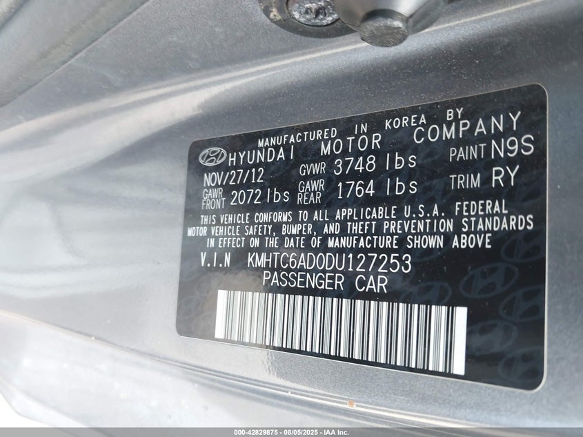 2013 HYUNDAI VELOSTER - KMHTC6AD0DU127253