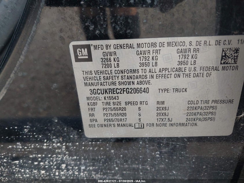 2015 CHEVROLET SILVERADO 1500 1LT - 3GCUKREC2FG206640