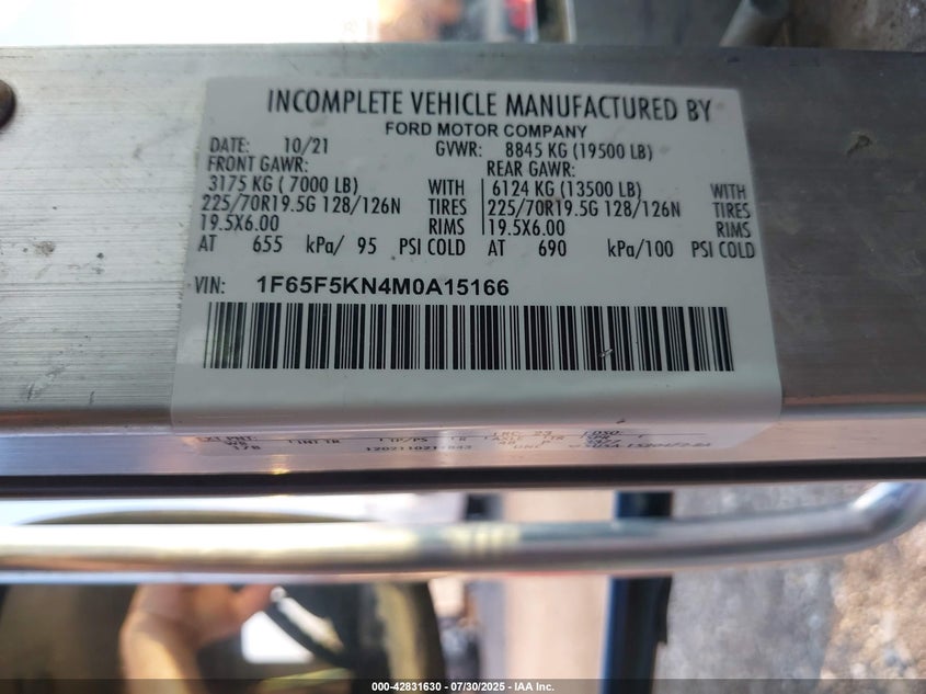 1F65F5KN4M0A15166 2021 FORD  photo no. 8