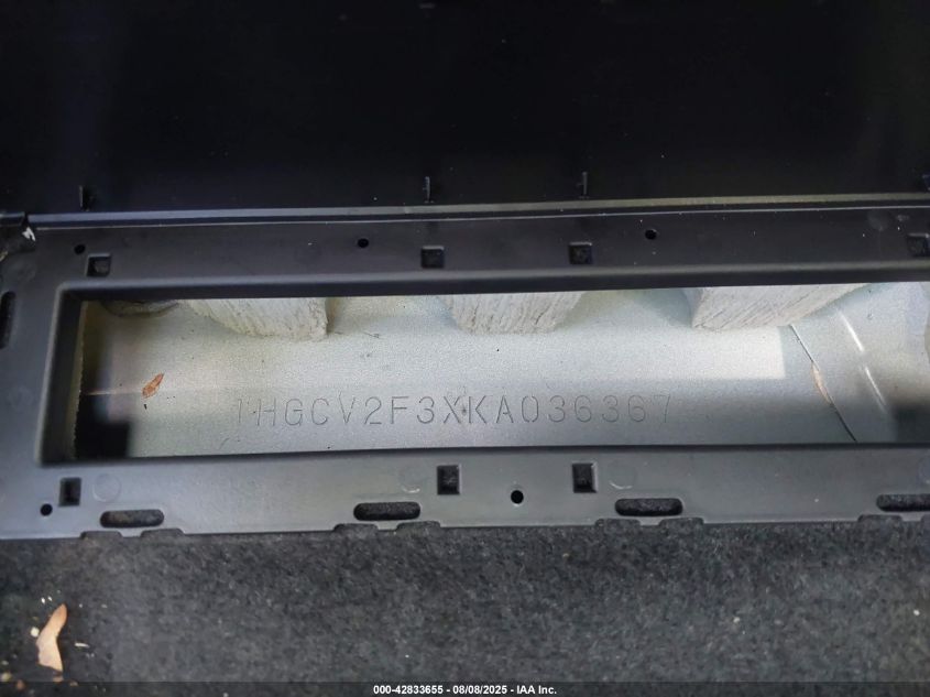 2019 Honda Accord Sport 2.0T VIN: 1HGCV2F3XKA036367 Lot: 42833655