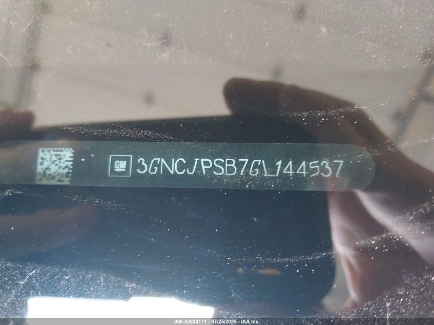 2016 Chevrolet Trax Lt VIN: 3GNCJPSB7GL144537 Lot: 42834171