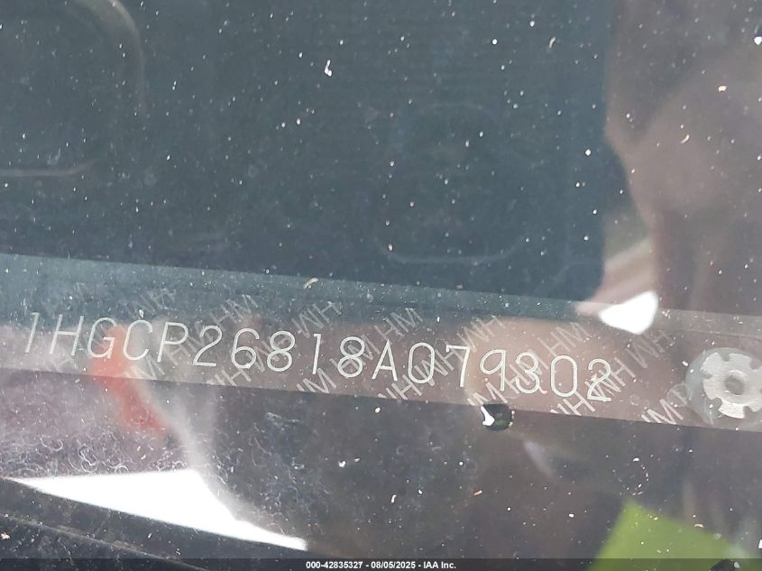 2008 Honda Accord 2.4 Ex-L VIN: 1HGCP26818A079302 Lot: 42835327