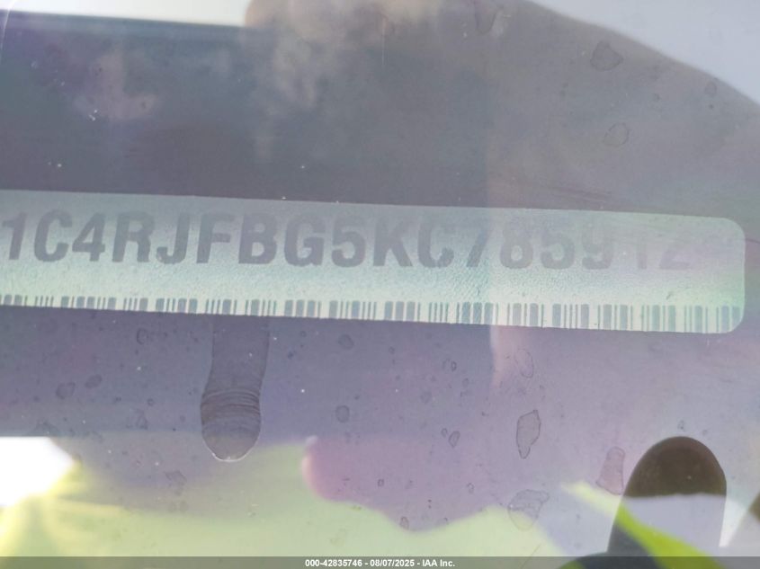 2019 Jeep Grand Cherokee Limited X 4X4 VIN: 1C4RJFBG5KC785912 Lot: 42835746