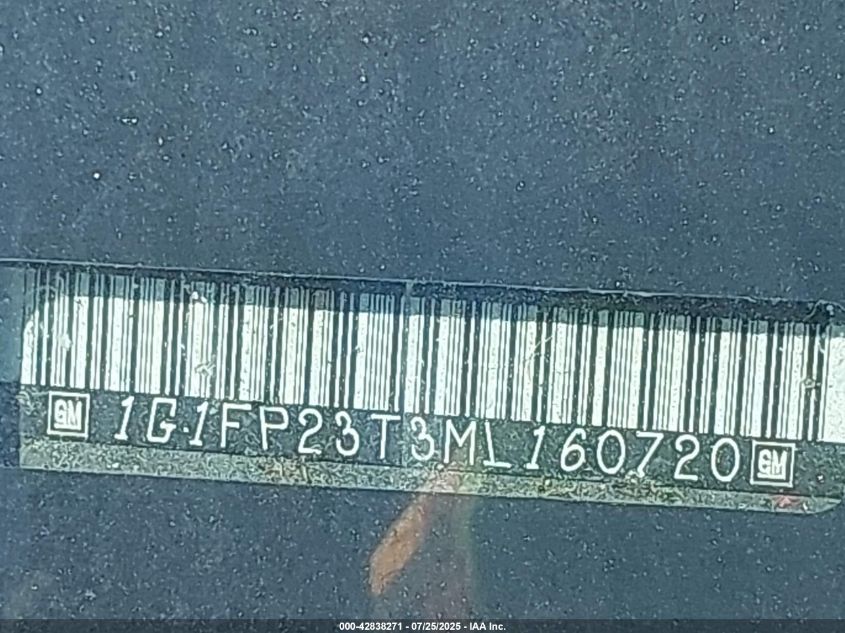 1991 Chevrolet Camaro Rs VIN: 1G1FP23T3ML160720 Lot: 42838271