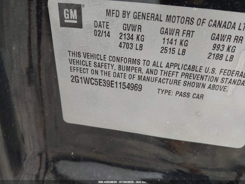 2014 CHEVROLET IMPALA LIMITED LTZ - 2G1WC5E39E1154969