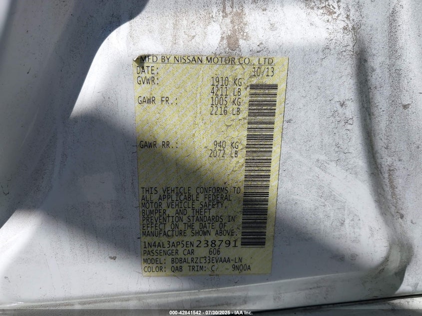1N4AL3AP5EN238791 2014 NISSAN ALTIMA photo no. 9