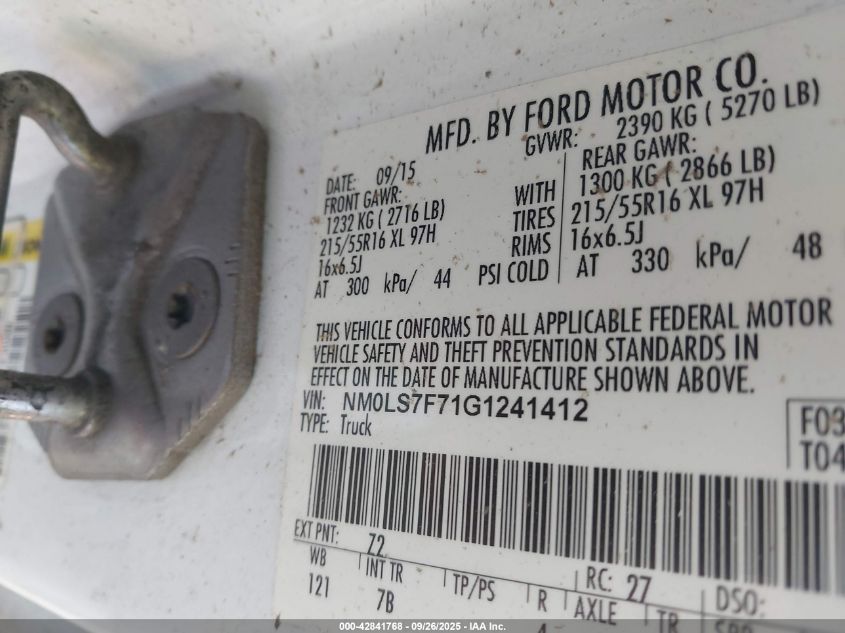 2016 Ford Transit Connect Xlt VIN: NM0LS7F71G1241412 Lot: 42841768