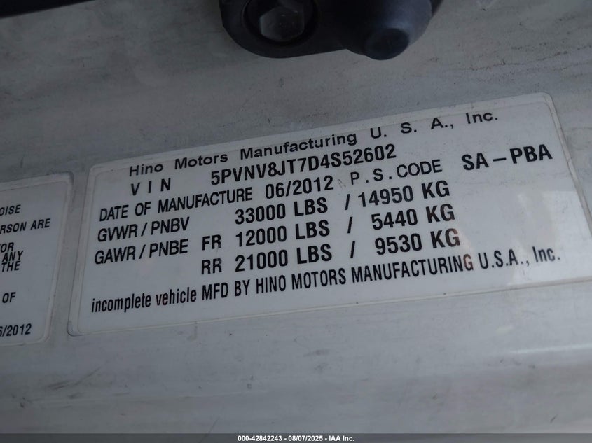 5PVNV8JT7D4S52602 2013   photo no. 8