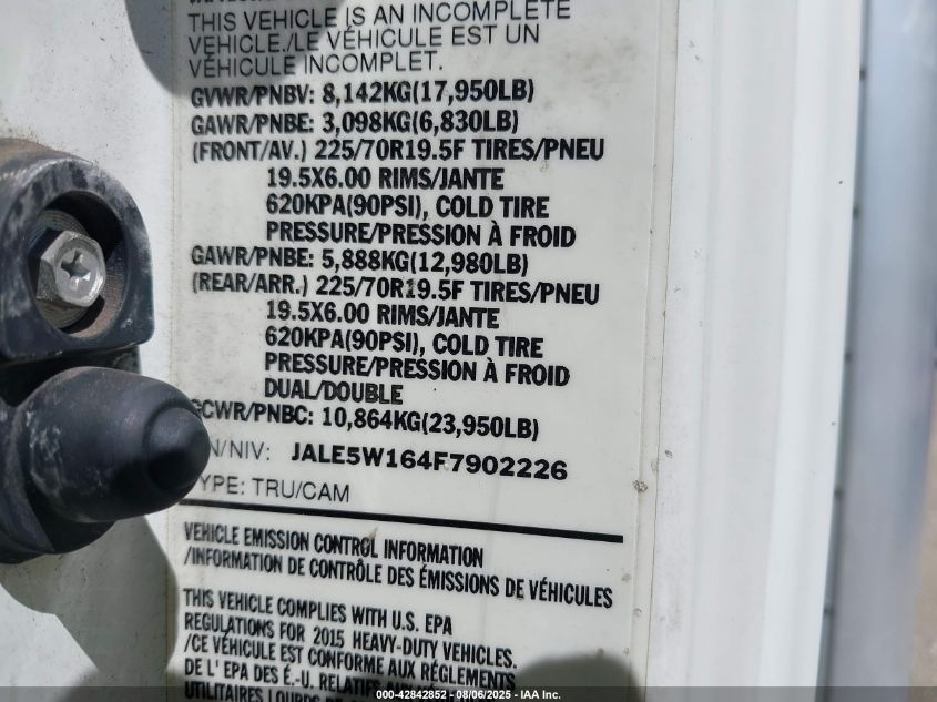 2015 Isuzu Dsl Reg At VIN: JALE5W164F7902226 Lot: 42842852