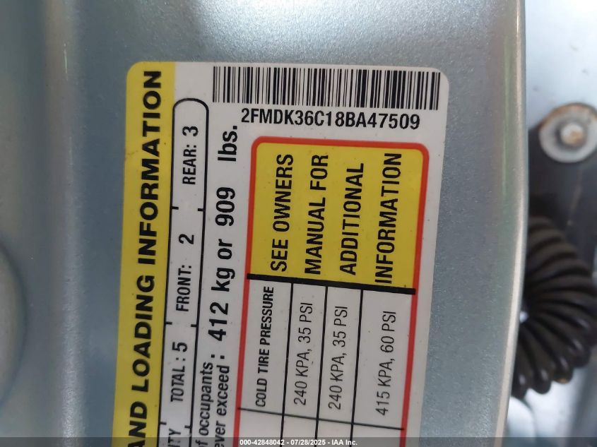 2008 Ford Edge Se VIN: 2FMDK36C18BA47509 Lot: 42848042