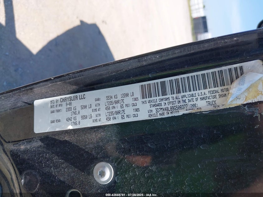 2009 Dodge Ram 3500 St VIN: 3D7MX48L89G508377 Lot: 42848781