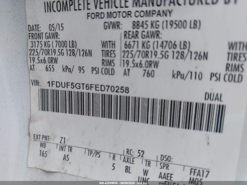 2015 Ford F-550 Chassis - 1FDUF5GT6FED70258